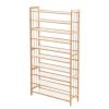 10 Tiers 80cm Wide Bamboo Shoe Rack Storage Wooden Organizer Shelf Stand