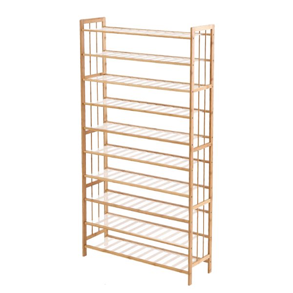 10 Tiers 80cm Wide Bamboo Shoe Rack Storage Wooden Organizer Shelf Stand