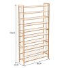 10 Tiers 80cm Wide Bamboo Shoe Rack Storage Wooden Organizer Shelf Stand