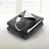 Electric Throw Rug Heated Blanket Washable Snuggle Flannel Winter – Grey
