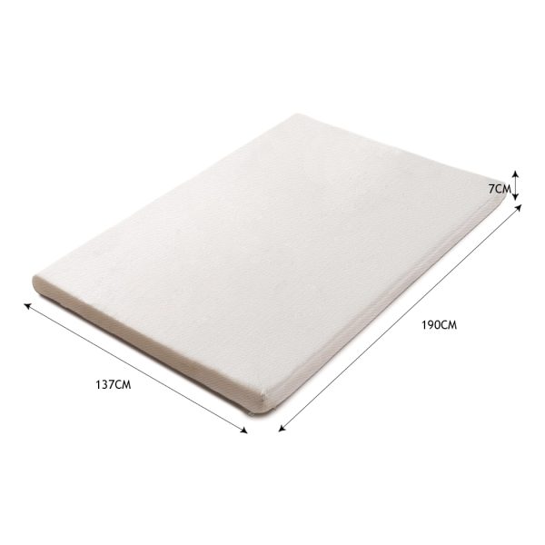 7cm Memory Foam Bed Mattress Topper Polyester Underlay Cover – DOUBLE