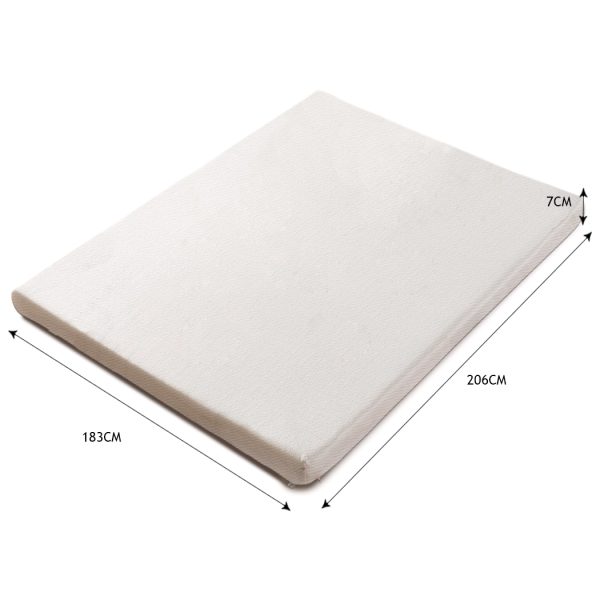 7cm Memory Foam Bed Mattress Topper Polyester Underlay Cover – KING