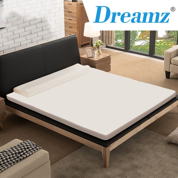 7cm Memory Foam Bed Mattress Topper Polyester Underlay Cover – QUEEN