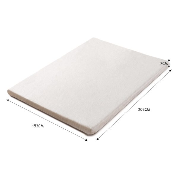 7cm Memory Foam Bed Mattress Topper Polyester Underlay Cover – QUEEN