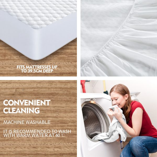Mattress Protector Topper Polyester Cool Fitted Cover Waterproof – KING
