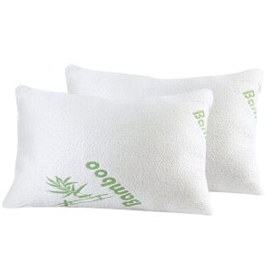 2x Luxury Natural Memory Foam Bed Pillows Bamboo Fabric Cover 70x40cm