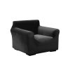 Sofa Cover Couch High Stretch Super Soft Plush Protector Slipcover – Black, 1 Seater