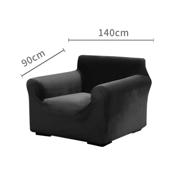 Sofa Cover Couch High Stretch Super Soft Plush Protector Slipcover – Black, 1 Seater