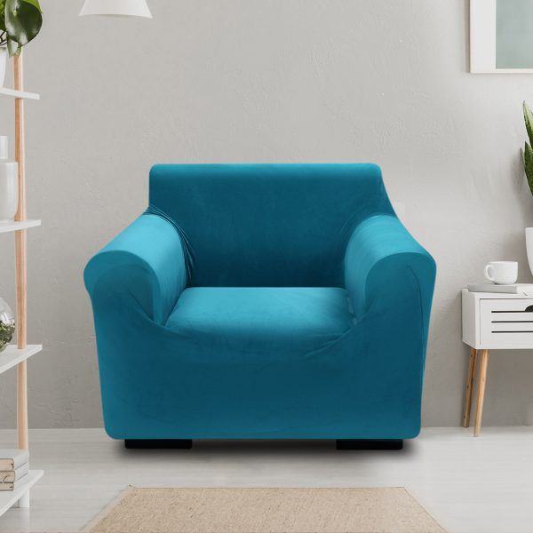 Sofa Cover Couch High Stretch Super Soft Plush Protector Slipcover – Green, 1 Seater