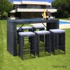 7-Piece Outdoor Bar Set Dining Table Stools Wicker Patio Setting