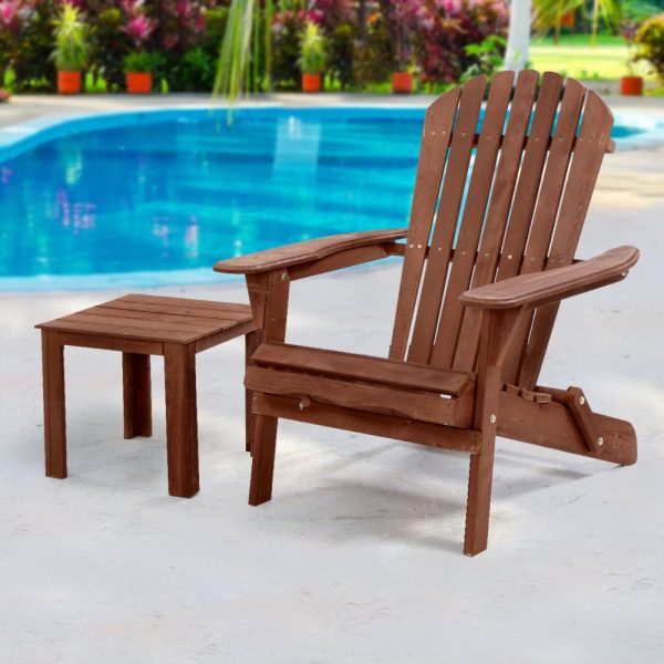 Adirondack Outdoor Chairs Wooden Foldable Beach Chair Patio Furniture Brown