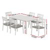 Outdoor Dining Set 7 Piece Aluminum Table Chairs Setting White