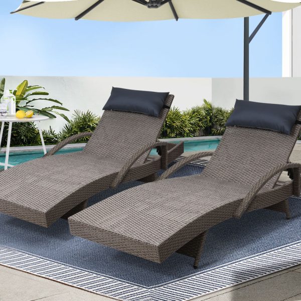 Outdoor Sun Lounge Furniture Day Bed Wicker Pillow Sofa Set