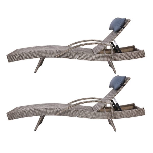 Outdoor Sun Lounge Furniture Day Bed Wicker Pillow Sofa Set