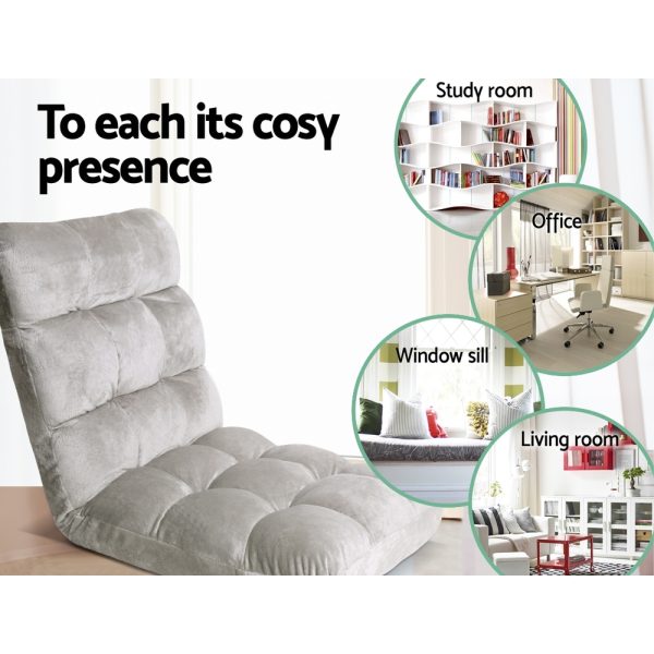 Lounge Sofa Floor Recliner Futon Chaise Folding Couch – Grey