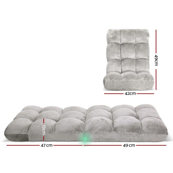Lounge Sofa Floor Recliner Futon Chaise Folding Couch – Grey