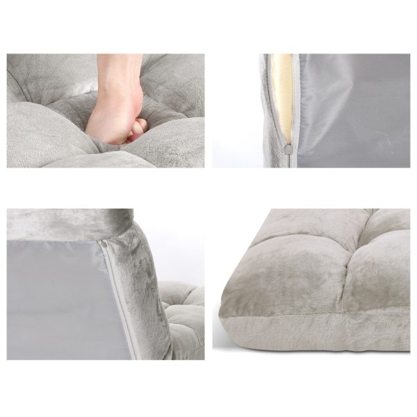 Lounge Sofa Floor Recliner Futon Chaise Folding Couch – Grey