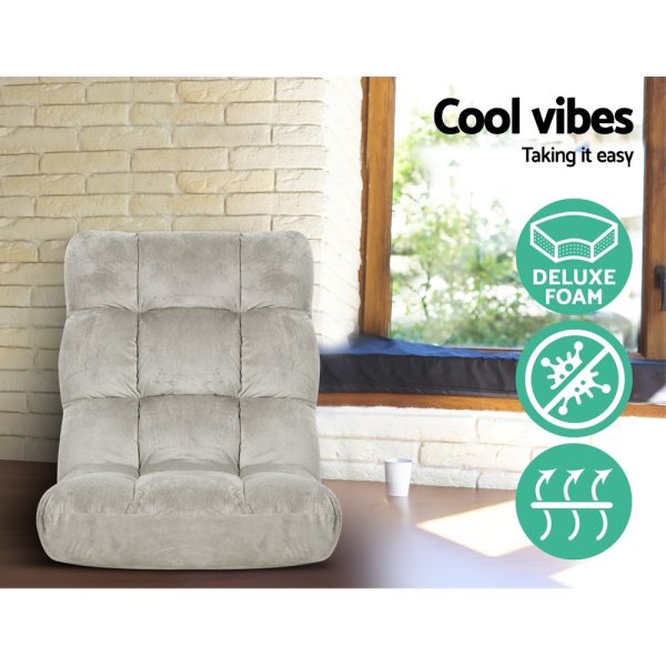 Lounge Sofa Floor Recliner Futon Chaise Folding Couch – Grey