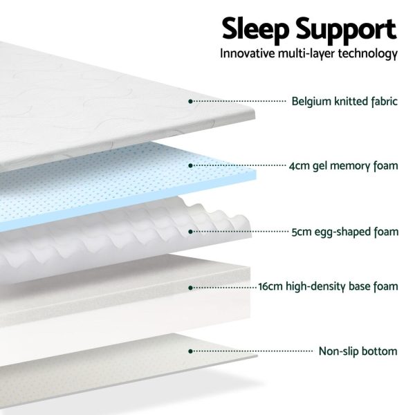 Memory Foam Mattress Bed Cool Gel Comfort King Single 25cm