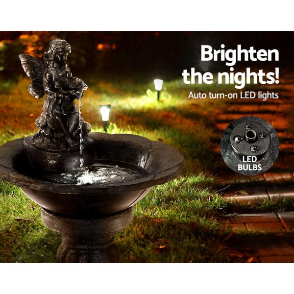 Solar Water Feature with LED Lights Angel 94cm