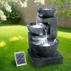 Solar Water Feature with LED Lights 3-Tier Bowls 60cm