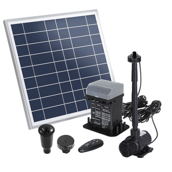 Gardeon Solar Pond Pump with Battery Kit LED Lights 9.8FT