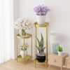 2 Layer 50cm Gold Metal Plant Stand Flower Pot Holder Corner Shelving Rack Indoor Display