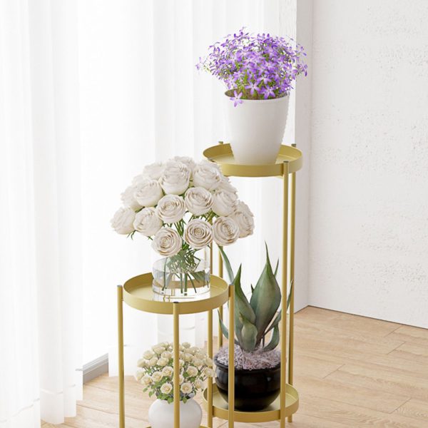 2 Layer 50cm Gold Metal Plant Stand Flower Pot Holder Corner Shelving Rack Indoor Display