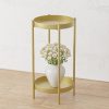 2 Layer 50cm Gold Metal Plant Stand Flower Pot Holder Corner Shelving Rack Indoor Display