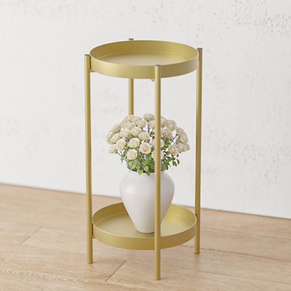 2 Layer 50cm Gold Metal Plant Stand Flower Pot Holder Corner Shelving Rack Indoor Display