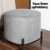 Ottoman Foot Stool Square Linen Grey