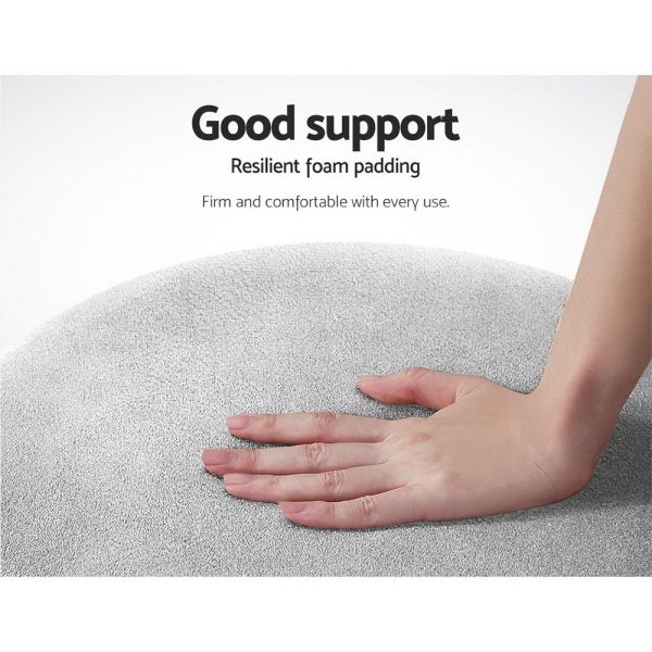 Round Velvet Ottoman Foot Stool Foot Rest Pouffe Padded Seat Footstool – Grey