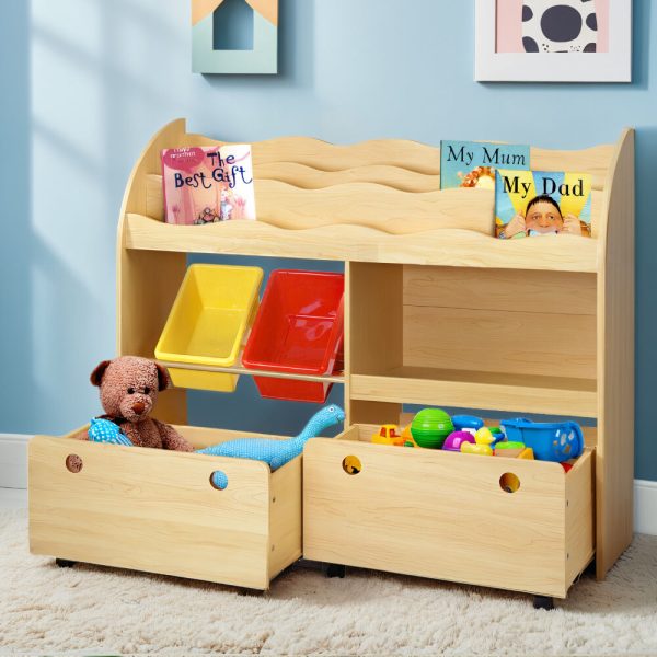 3 Tiers Kids Bookshelf Storage Children Bookcase Toy Box Organiser Display