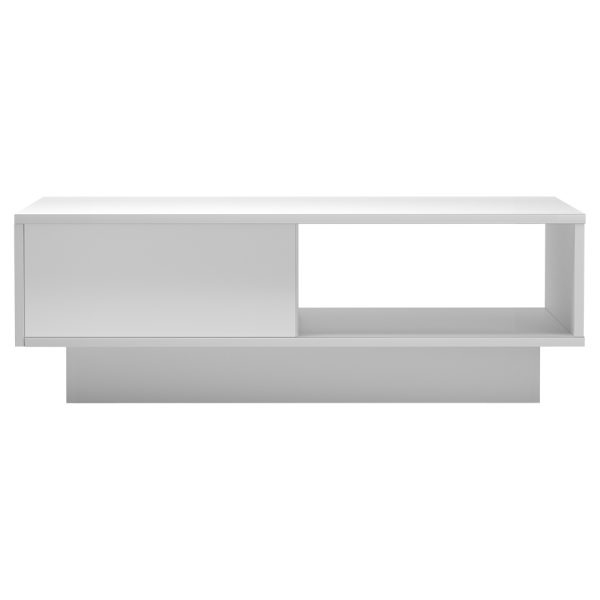 Coffee Table LED Lights High Gloss Storage Drawer Modern Furniture – White