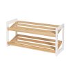 Shoe Rack Wooden Storage 2 Tier Tilted Shelves Stand Organizer Kara