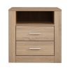 Bedside Table 2 Drawers with Shelf – TARA Oak