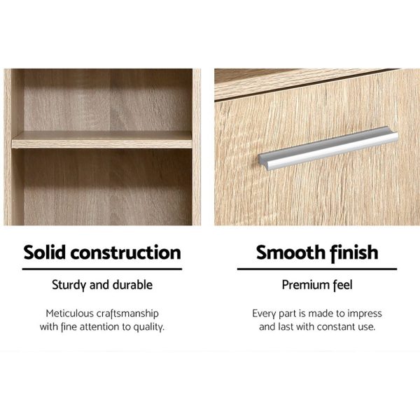 185cm Bathroom Cabinet Tallboy Furniture Toilet Storage Laundry Cupboard – Oak