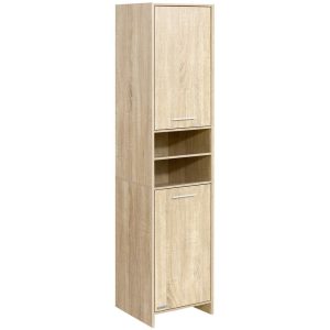 185cm Bathroom Cabinet Tallboy Furniture Toilet Storage Laundry Cupboard – Oak