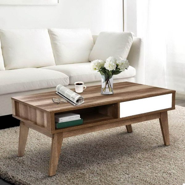 Coffee Table 2 Drawers Walnut Serena