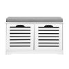 Fabric Shoe Bench with Drawers – White & Grey