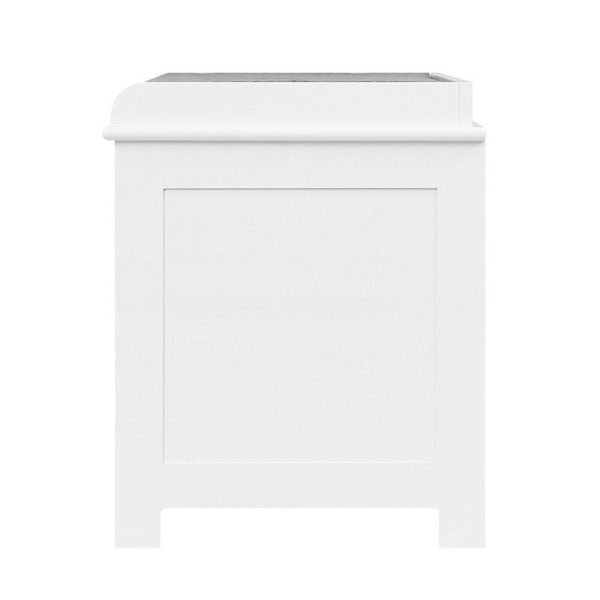 Fabric Shoe Bench with Drawers – White & Grey
