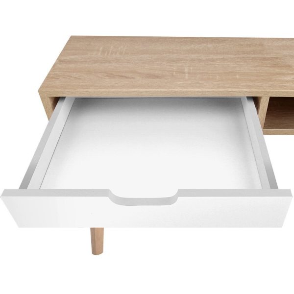 Computer Desk Drawer Cabinet Shelf Oak 90CM