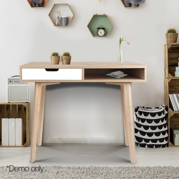 Computer Desk Drawer Cabinet Shelf Oak 90CM