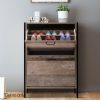 12 Pair Wooden Vintage Shoe Rack Storage Cabinet – Wood