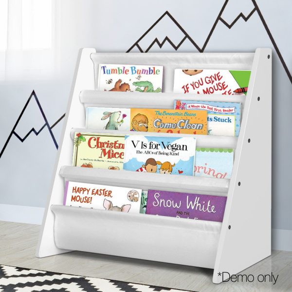 4 Tiers Kids Bookshelf Magazine Shelf Children Bookcase Rack Organiser
