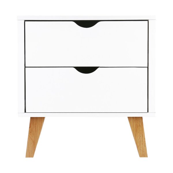 Bedside Table 2 Drawers – ANDERS White