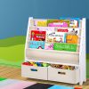 4 Tiers Kids Bookshelf Magazine Rack Children Bookcase Organiser Drawer