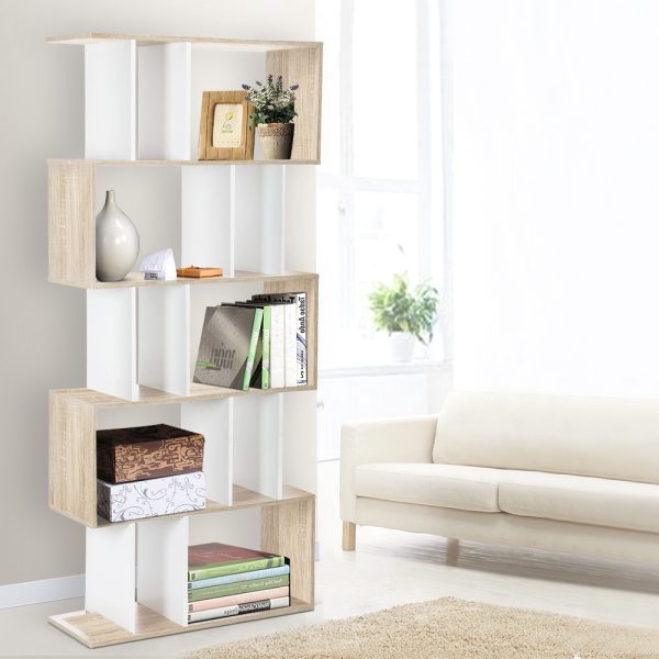 Bookshelf 5 Tiers – RITA White and Oak