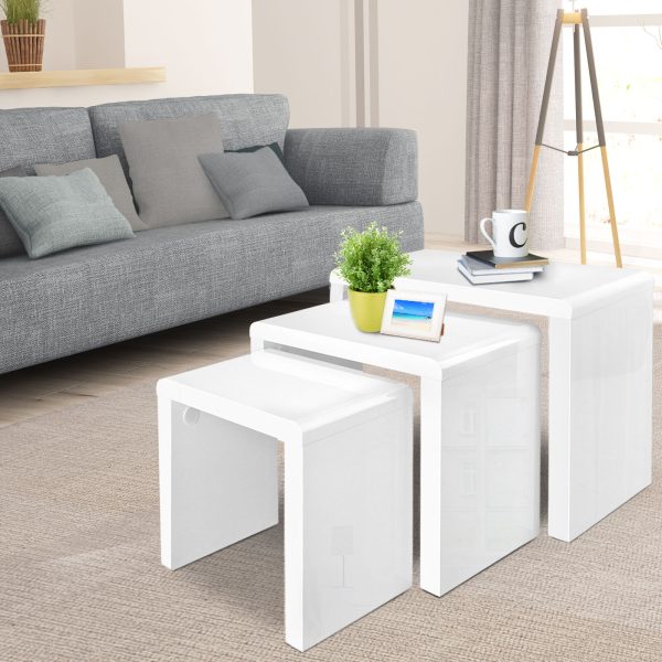 Nesting Coffee Table Set of 3 Glossy White