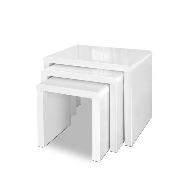 Nesting Coffee Table Set of 3 Glossy White